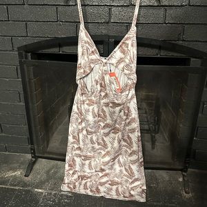 Brown palm leaf mini dress